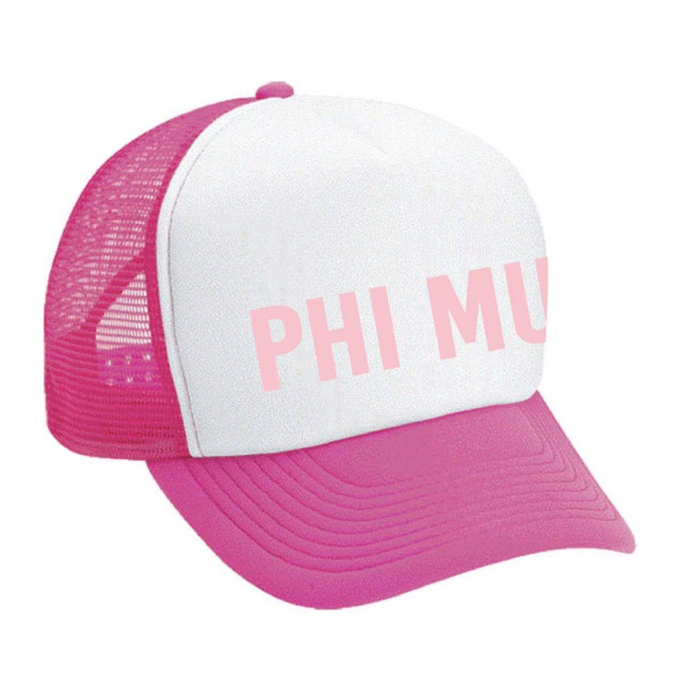 Phi Mu Block Letter Embroidered Sorority Trucker Hat